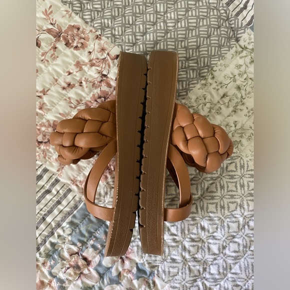 Madden Girl braided strappy slide sandal brown cognac - Picture 5 of 6